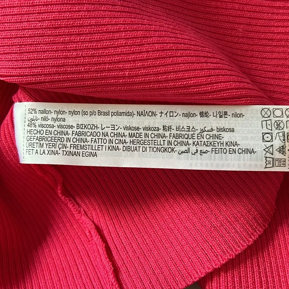 Zara Women’s Fuchsia Summer Ribbed Cropped Tie‎ Top Size Med NWOT